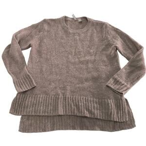 H&M Sweater Womens Small Brown Crew Neck Side Slit Cozy Knit Tunic Top Acrylic